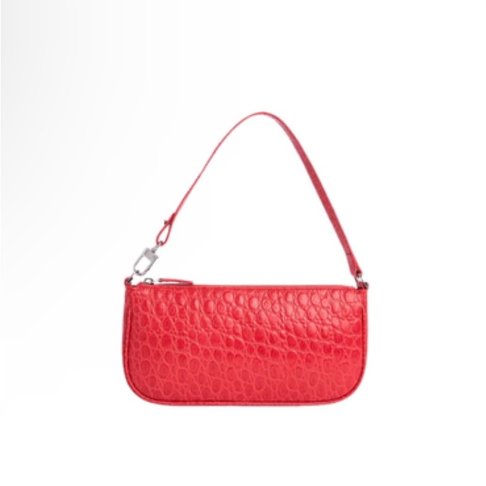 NEW BY FAR Rachel Pomodoro Circular Croco Embossed Leather